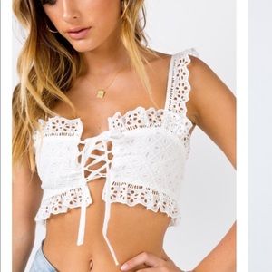 princess polly white eyelet tank top size 6